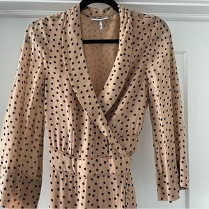 Ganni wrap dress - tan polka dot